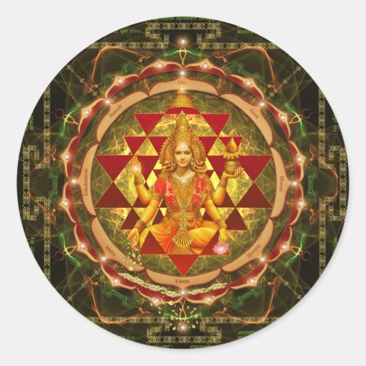Sticker Rond Devi Lakshmi Stotram - Shri Yantra (Devant)