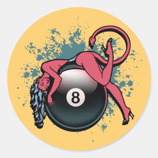Sticker Rond Devil Girl 8-Ball (Devant)