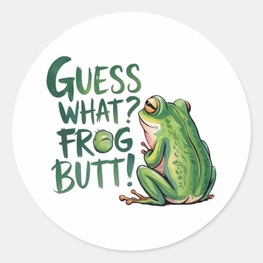 Sticker Rond "Devine Quel Cul de Grenouille" Blague Drôle et Id (Devant)
