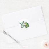 Sticker Rond "Devine Quel Cul de Grenouille" Blague Drôle et Id (Enveloppe)