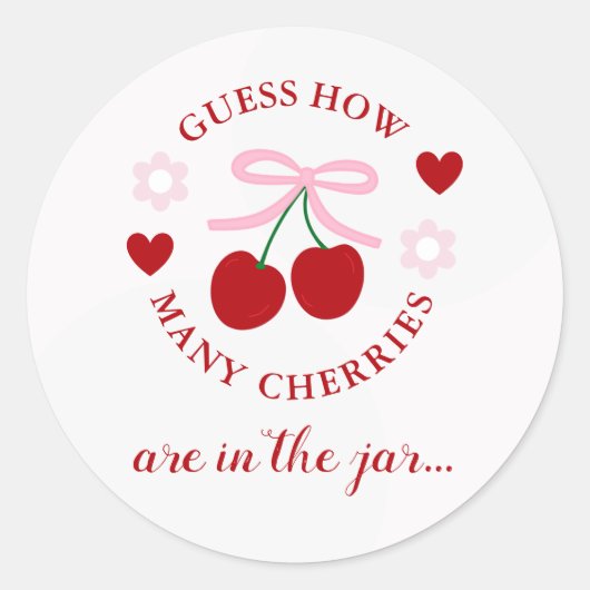 Sticker Rond Devinez combien de cerises à la Baby Shower (Devant)