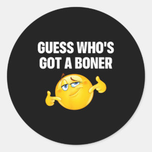 Sticker Rond Devinez qui a un humour coquin pour adultes