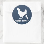 Sticker Rond Devinez Quoi ? Bouton de poulet (Sac)
