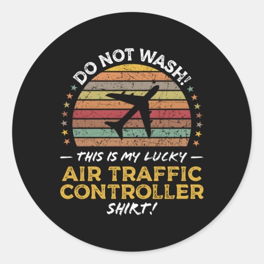 Sticker Rond Devis avion du contrôleur de la circulation aérien (Devant)