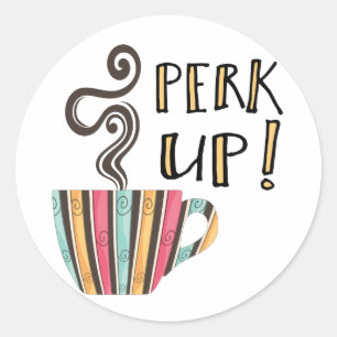 Sticker Rond Devis de café par minute