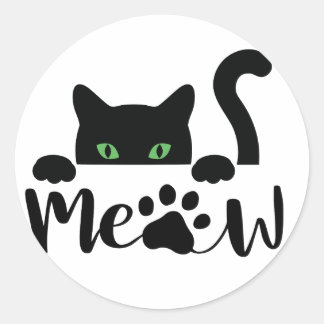 Sticker Rond Devis de chat Meow
