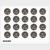 Sticker Rond Devis Fantaisie sur toute l'impression (Feuille)