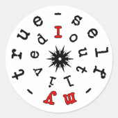 Sticker Rond Devise existentielle : J'ai survécu à mon vrai moi (Devant)