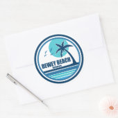 Sticker Rond Dewey Beach Delaware Palmier Oiseaux (Enveloppe)