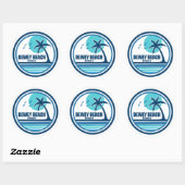 Sticker Rond Dewey Beach Delaware Palmier Oiseaux (Feuille)