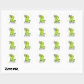 Sticker Rond Di-notes-saur Blague de dinosaure drôle (Feuille)