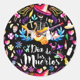 Sticker Rond Dia De Los Muertos