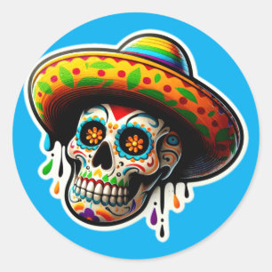 Sticker Rond Dia de los Muertos 4