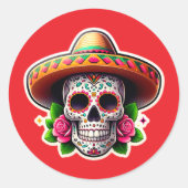Sticker Rond Dia de los Muertos 6 (Devant)