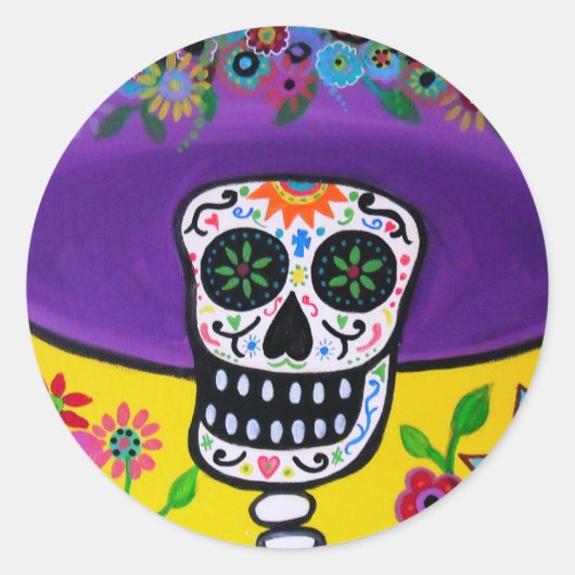 STICKER ROND DIA DE LOS MUERTOS CATRINA (Devant)