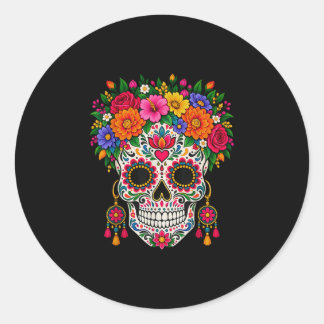 Sticker Rond Dia de los muertos crâne de sucre catrina jour des