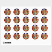 STICKER ROND DIA DE LOS MUERTOS MARIACHI (Feuille)