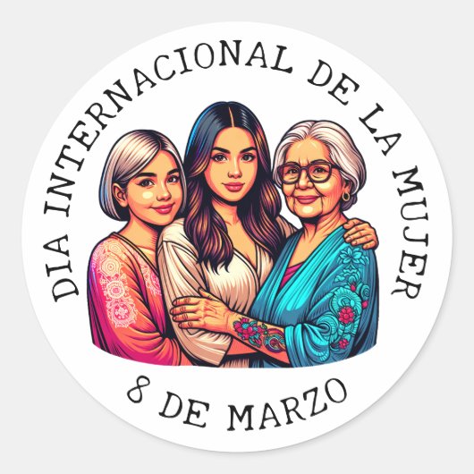 Sticker Rond Día Internacional de la Mujer | Journée de la femm (Devant)