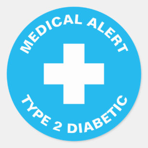 Sticker Rond Diabète Alerte Médicale Type 2 Diabétique Bleu