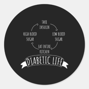 Sticker Rond Diabète amusant Cycle de vie Diabète Sensibilisati
