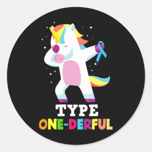 Sticker Rond Diabète amusant Type 1 Diabète T1D Type 1 Dérivé U