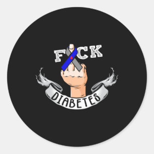 Sticker Rond Diabète Bleu Ruban Diabétique Type 1 Sensibilisati