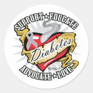 Sticker Rond Diabète Coeur classique