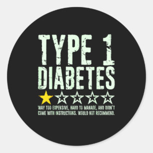 Sticker Rond Diabète de type 1 Une étoile, T1d sensibilisation