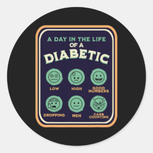 Sticker Rond Diabète de type un au quotidien en tant que diabét