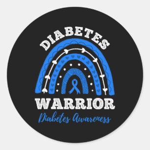 Sticker Rond Diabète Guerrier Bleu Ruban T1d Type 1 Diabète A