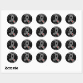 Sticker Rond Diabète juvénile Ruban Gris Avec Scribble (Feuille)