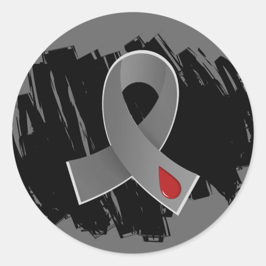 Sticker Rond Diabète juvénile Ruban Gris Avec Scribble (Devant)