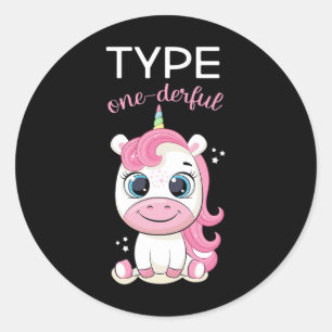 Sticker Rond Diabète merveilleux de type 1 T1d Licorne Dia
