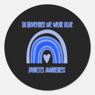 Sticker Rond Diabète T1d Mois de sensibilisation Blue Rainbow R