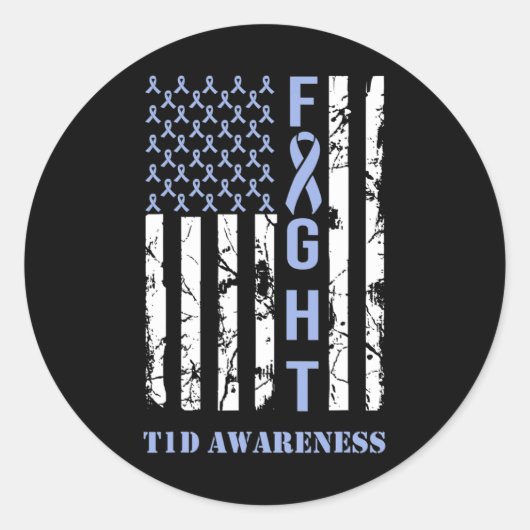 Sticker Rond Diabète T1D Mois de sensibilisation drapeau bleu R (Devant)