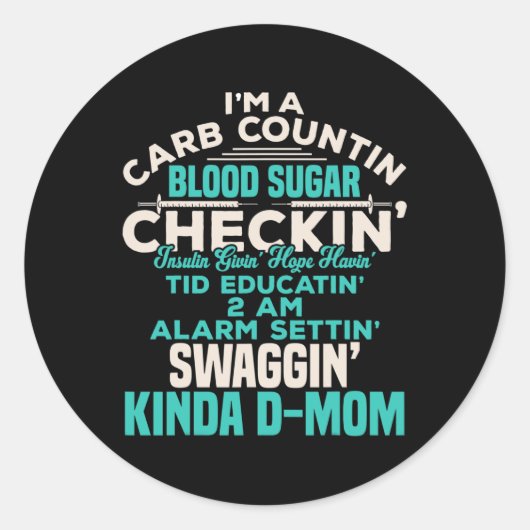 Sticker Rond Diabétique amusant Type 1 Diabète Sensibilisation (Devant)