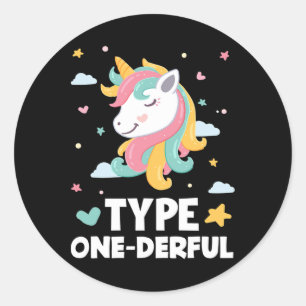 Sticker Rond Diabétique amusant Type 1 Diabète Type Unico un de