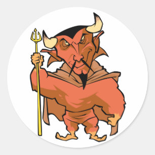 Sticker Rond Diable de bande dessinée