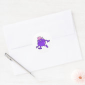 Sticker Rond diable punk violet monstre mohawk (Enveloppe)