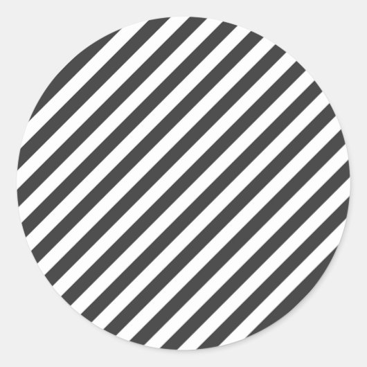 Sticker Rond Diagonal black and white stripes  pattern (Devant)