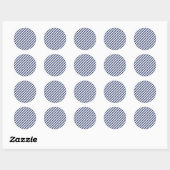 Sticker Rond Diagonal navy blue and white stripes pattern (Feuille)