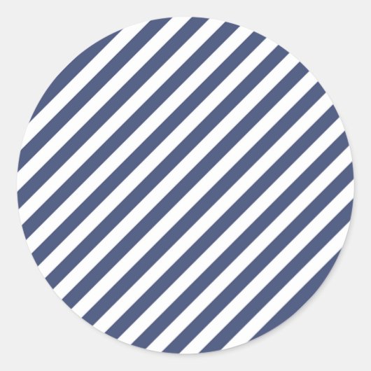 Sticker Rond Diagonal navy blue and white stripes pattern (Devant)