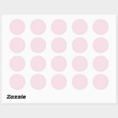Sticker Rond Diagonal white and pink stripes pattern (Feuille)