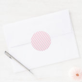 Sticker Rond Diagonal white and pink stripes pattern (Enveloppe)