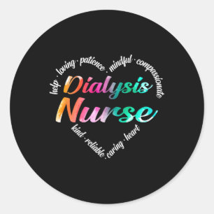 Sticker Rond Dialyse Infirmière Coeur Mot Nuage Aquarelle Arc-e