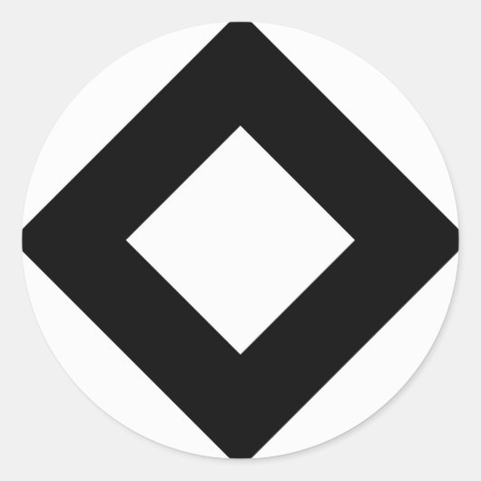 Sticker Rond Diamant blanc, Bordure noire en gras (Devant)