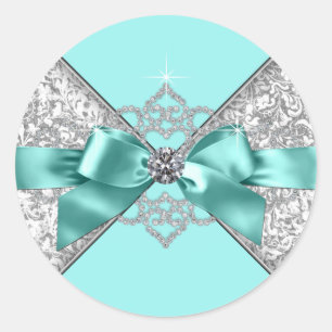 Sticker Rond Diamant bleu turquoise