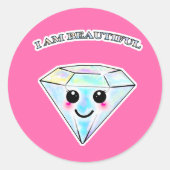 Sticker Rond diamant de Kawaii, affirmation (Devant)