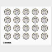 Sticker Rond Diamant Et Cristal Noir Monogrammes (Feuille)