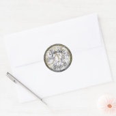 Sticker Rond Diamant Et Cristal Noir Monogrammes (Enveloppe)